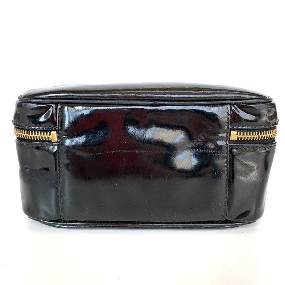 Chanel long strappurse Box Vanity Cosmetic Bag Patent Leather Black Authentic - Picture 8 of 14